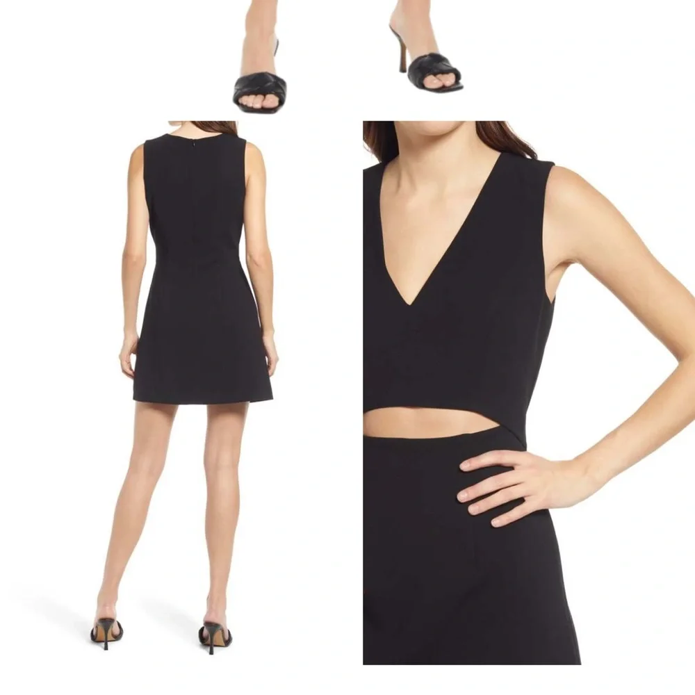 FRENCH CONNECTION Black Whisper V neck Cut Out Dress! Sleeveless. Lined. NEW! 8